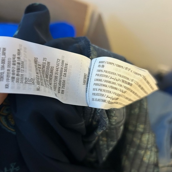 Abercrombie & Fitch Navy Floral Puff Sleeve Bohemian Wrap Top - Picture 4 of 5